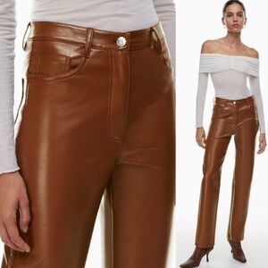 Aritzia Melina Brown Vegan Leather Pants